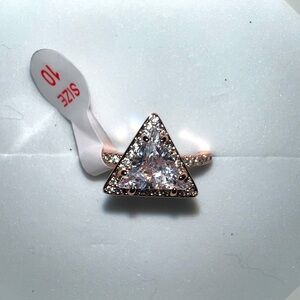 Bomb Party Girl Boss Unicorn Triangle Ring Rose Gold plated CZ Size 10